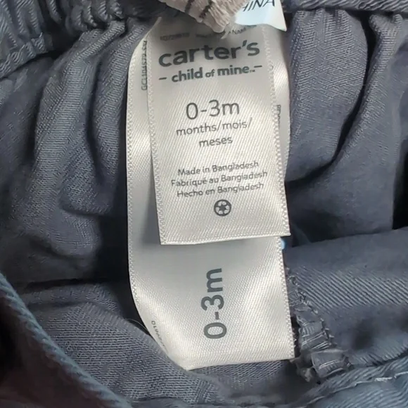 Carter's Light Blue Floral Button Up Shorts with Suspenders Outfit Size 0-3 Mth - Picture 3 of 5